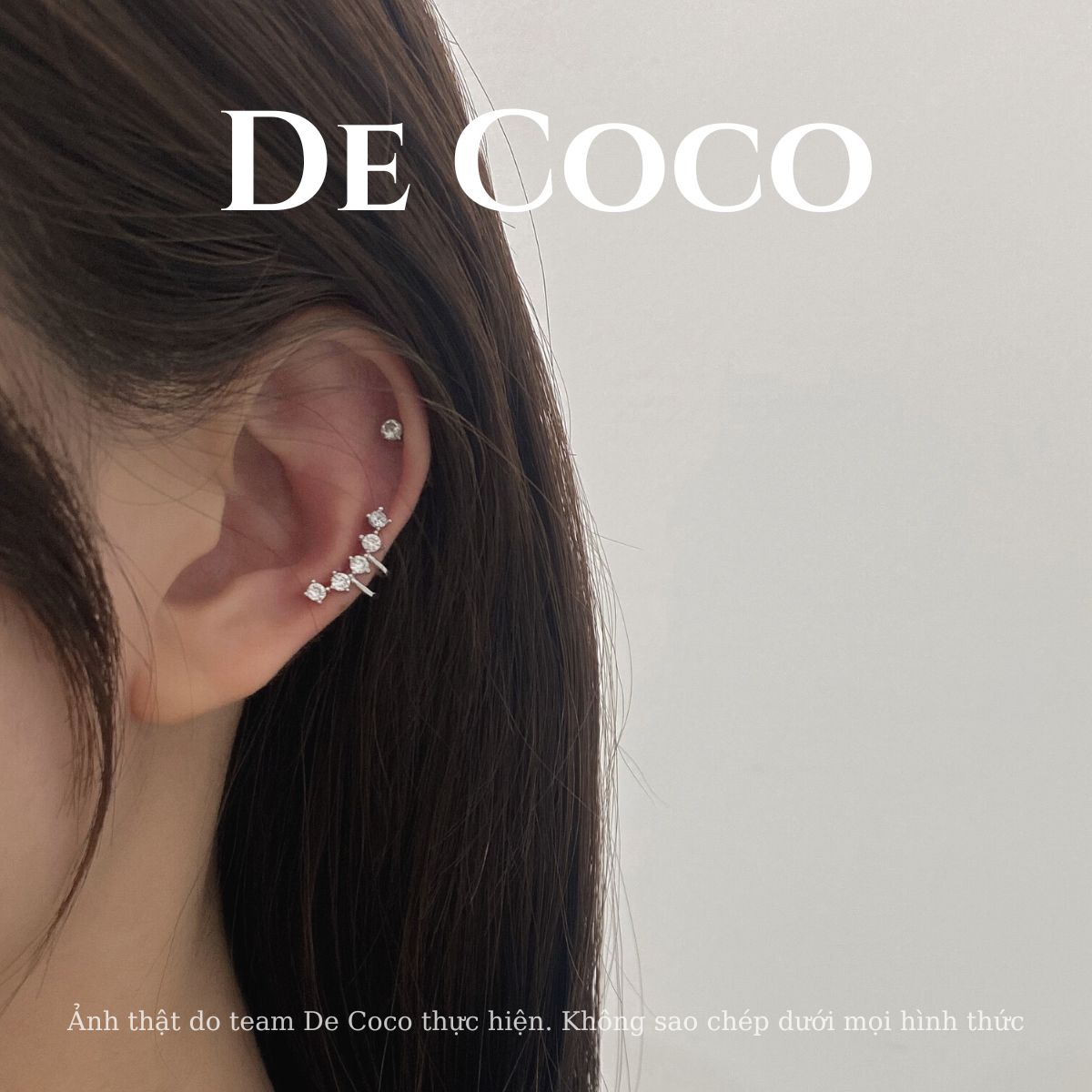 Khuyên tai kẹp vành đính đá Starfall De Coco