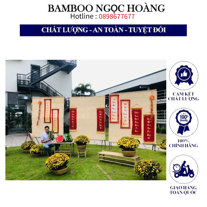 Mành tre trang trí tết làm decor, trải bàn, phông nền chụp ảnh nhiều size