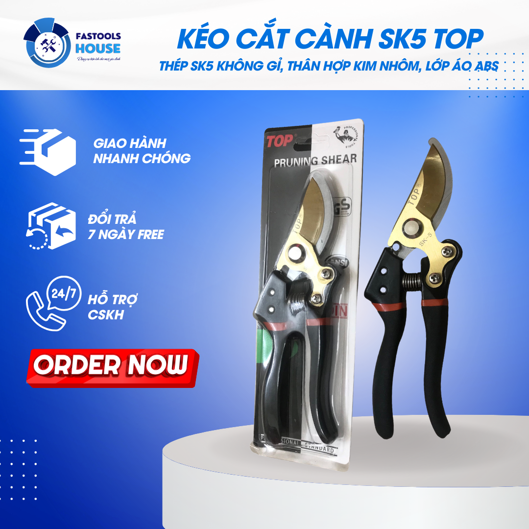 Kéo cắt cành cây to cao cấp top chỉnh hãng, thép sk5 không gỉ