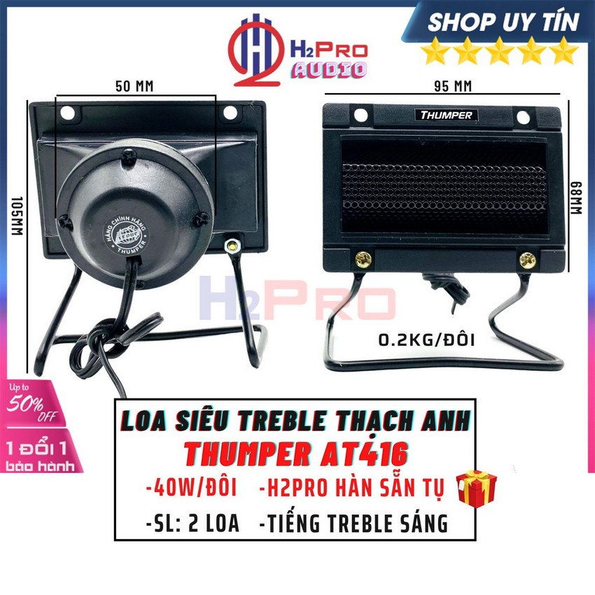 Đôi Loa Treble Kèn Thạch Anh Thumper AT416, 2 Loa Siêu Tép Rời Thạch Anh Cao Cấp 40W-8 Ôm (Tụ 20K Hàn Sẵn)-H2Pro Audio