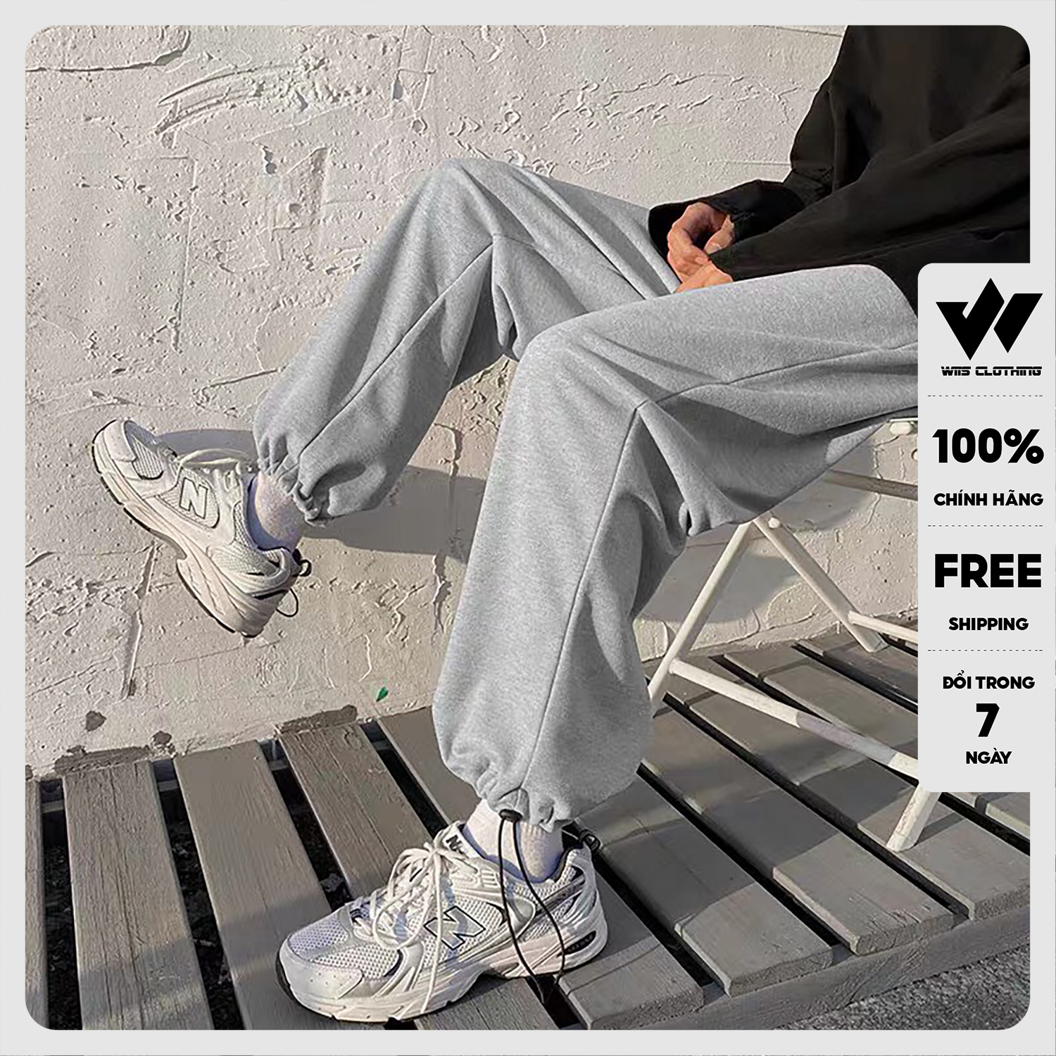 Quần jogger ống rộng WIIS Bó Chun dây rút basic track pants unisex nam nữ oversize ullzang