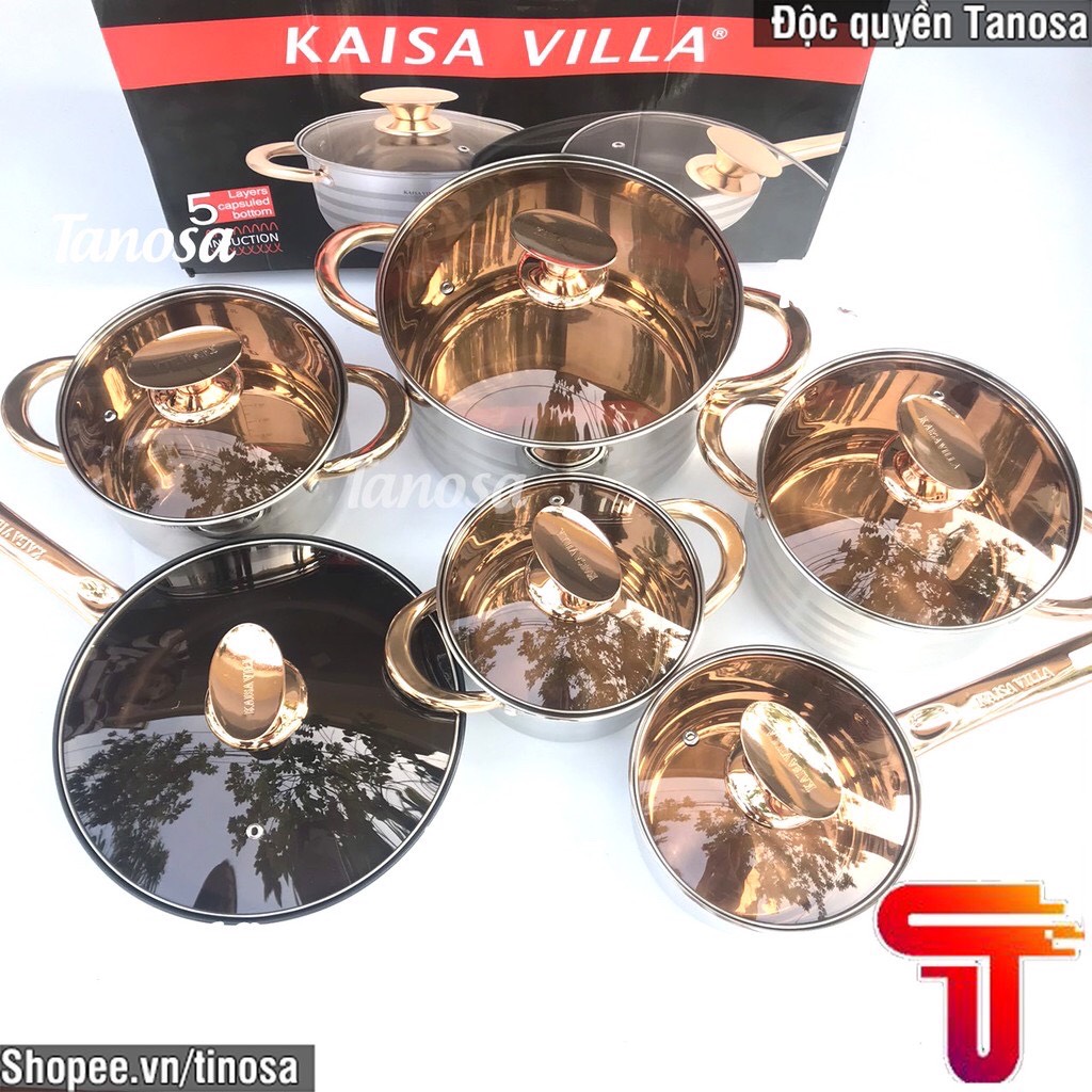 Bộ nồi đức KAISA VILLA - 6 món 12 chi tiết – Thương hiệu Đức – Dùng cho mọi loại bếp