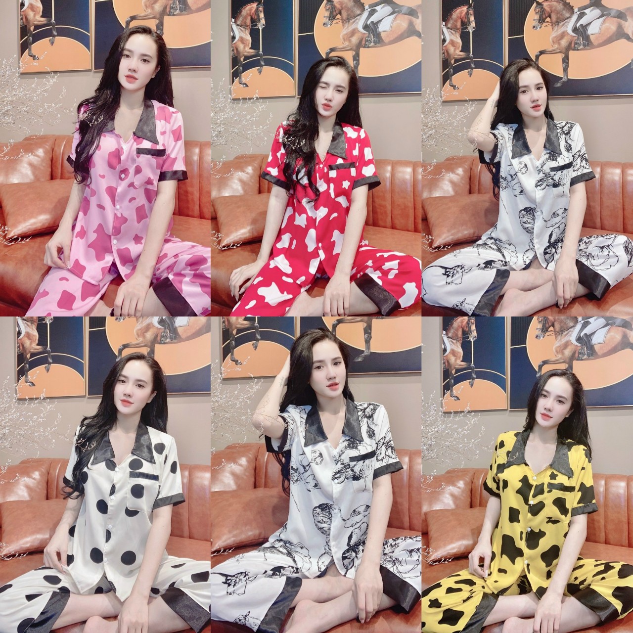 Bộ ngủ pijama bò sữa nữ lụa mango loại 2 hàng cao cấp vải mềm mịn chất mát thiết kế trẻ trung -quần có túi - thời trang thảo my