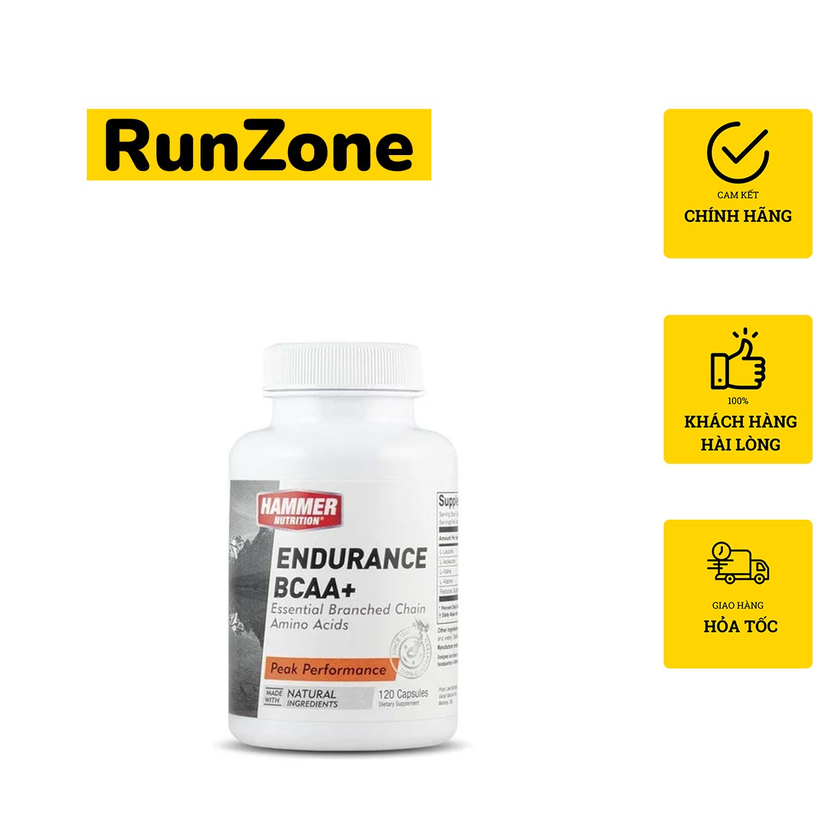 Viên Uống (120 viên) Tăng Sức Mạnh Và Sức Bền Hammer Nutrition Endurance BCAA+ - Runzone