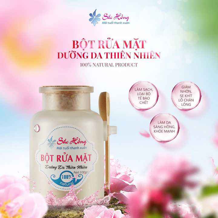 Bột rửa mặt thiên nhiên - Với thành phẩm từ 100% thiên nhiên ngăn ngừa mụn, giảm nhờ, se khít lỗ chân lông- Giảm nhờn, ngăn ngừa mụn Làm mềm mịn da, trắng hồng rạng rỡ