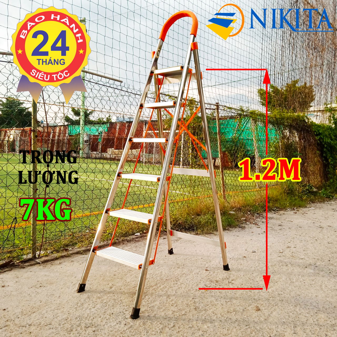 THANG GHẾ TAY VỊN INOX 6 BẬC 1.5M NAKATA-NHẬT BẢN VN-106B (Bảo hành 2 năm) thang gia đình, thang xếp gọn