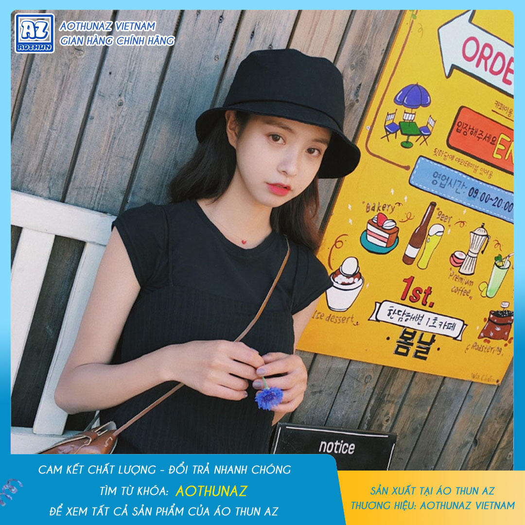 Mũ Bucket nữ màu đen cá tính - Phụ kiện thời trang du lịch biển AOTHUNAZ