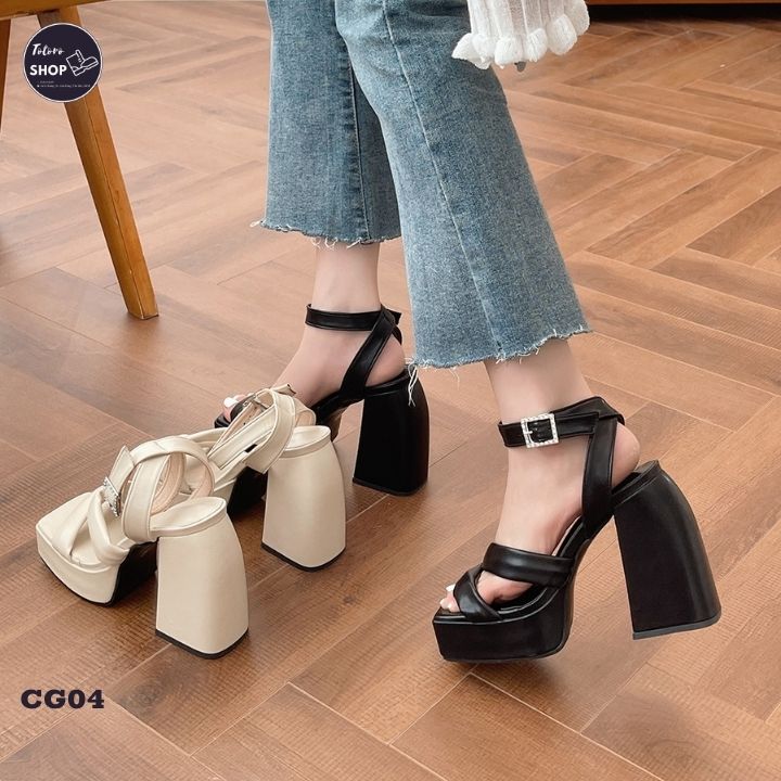 Giày cao gót nữ quai chéo 12 phân cao cấp - cg04