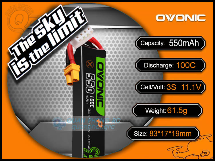 Ovonic PRO 550mAh 3S 100C 11.1V LiPo Battery XT30 Plug Dành cho máy bay điều khiển