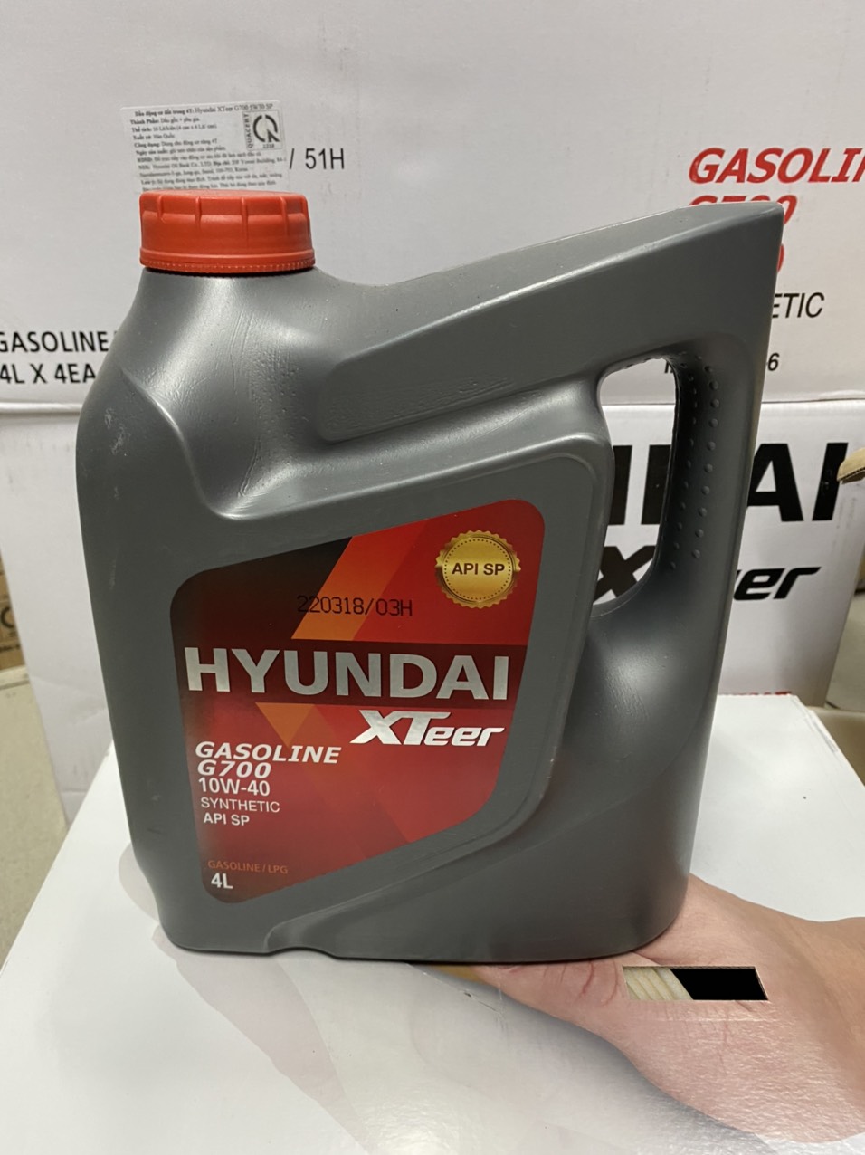 Dầu nhớt ô tô xteer gasoline g700 10w40 can 4 lít