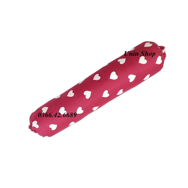 (Rẻ vô cực) Vỏ gối ôm poly cotton mẫu Tim Hồng, áo gối dài nhiều mẫu đẹp, bao gối ôm người lớn 30x100cm có dây dù rút kéo