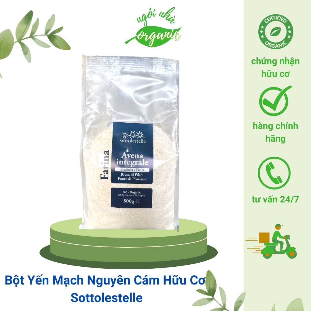 Bột yến mạch nguyên cám hữu cơ 500g Sottolestelle Organic Whole Oat Flour