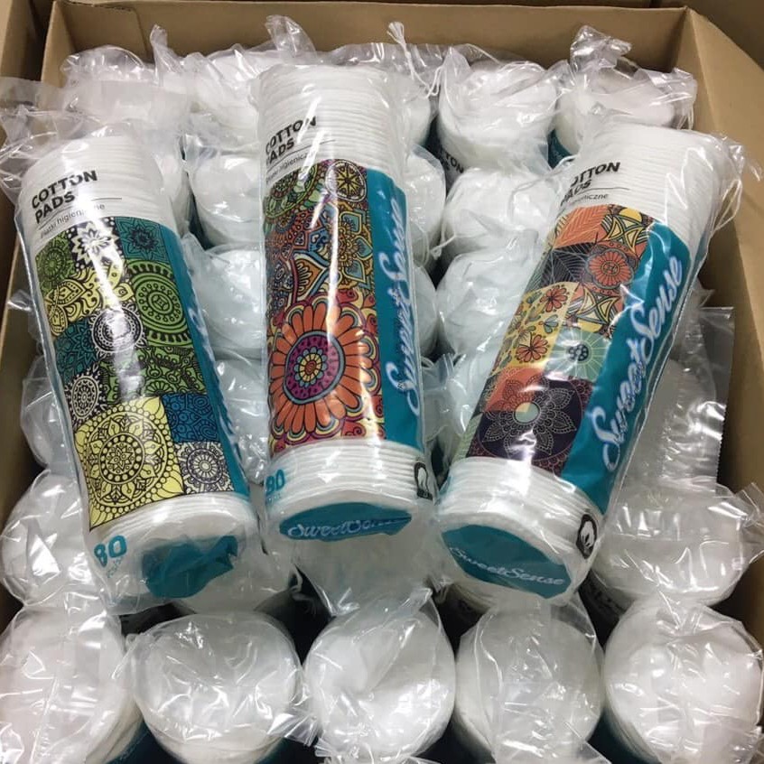Bông tẩy trang Sweet Sense 100% bông tự nhiên - 80 miếng Hàng Ba Lan