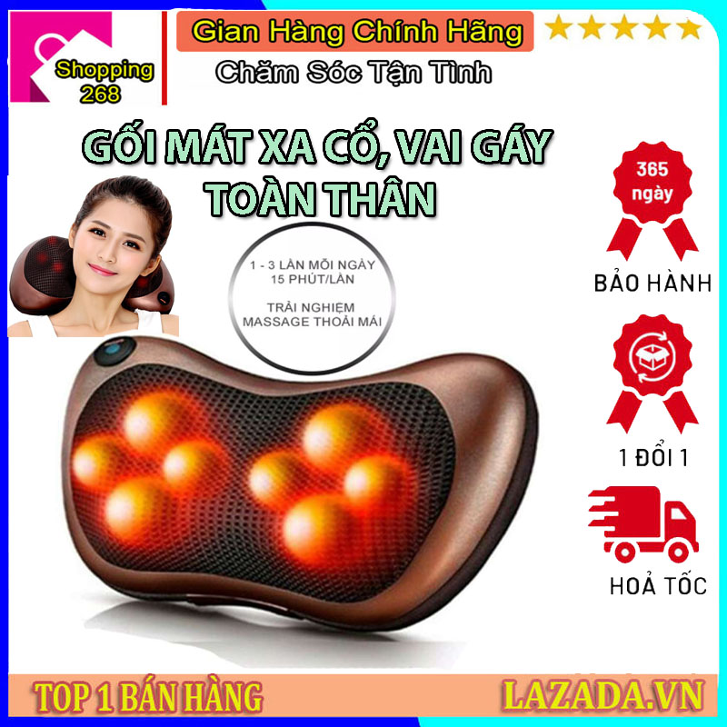 Máy massage cổ vai gáy, Gối massage cổ vai gáy hồng ngoại 8 bi đảo chiều công nghệ nhật bản, gối mát xa cổ vai gáy, máy mát xa cổ vai gáy, gối matxa cổ vai gái, máy matxa cổ vai gáy, giảm đau mỏi vai gáy, chống thái hóa cột sống