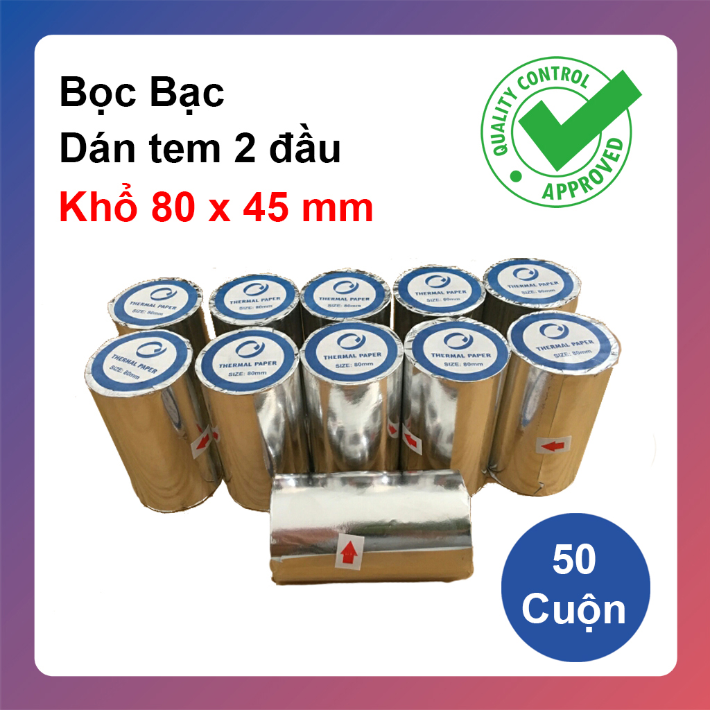 [50 CUỘN] Giấy in nhiệt, giấy in hóa đơn, giấy in bill K80x45mm