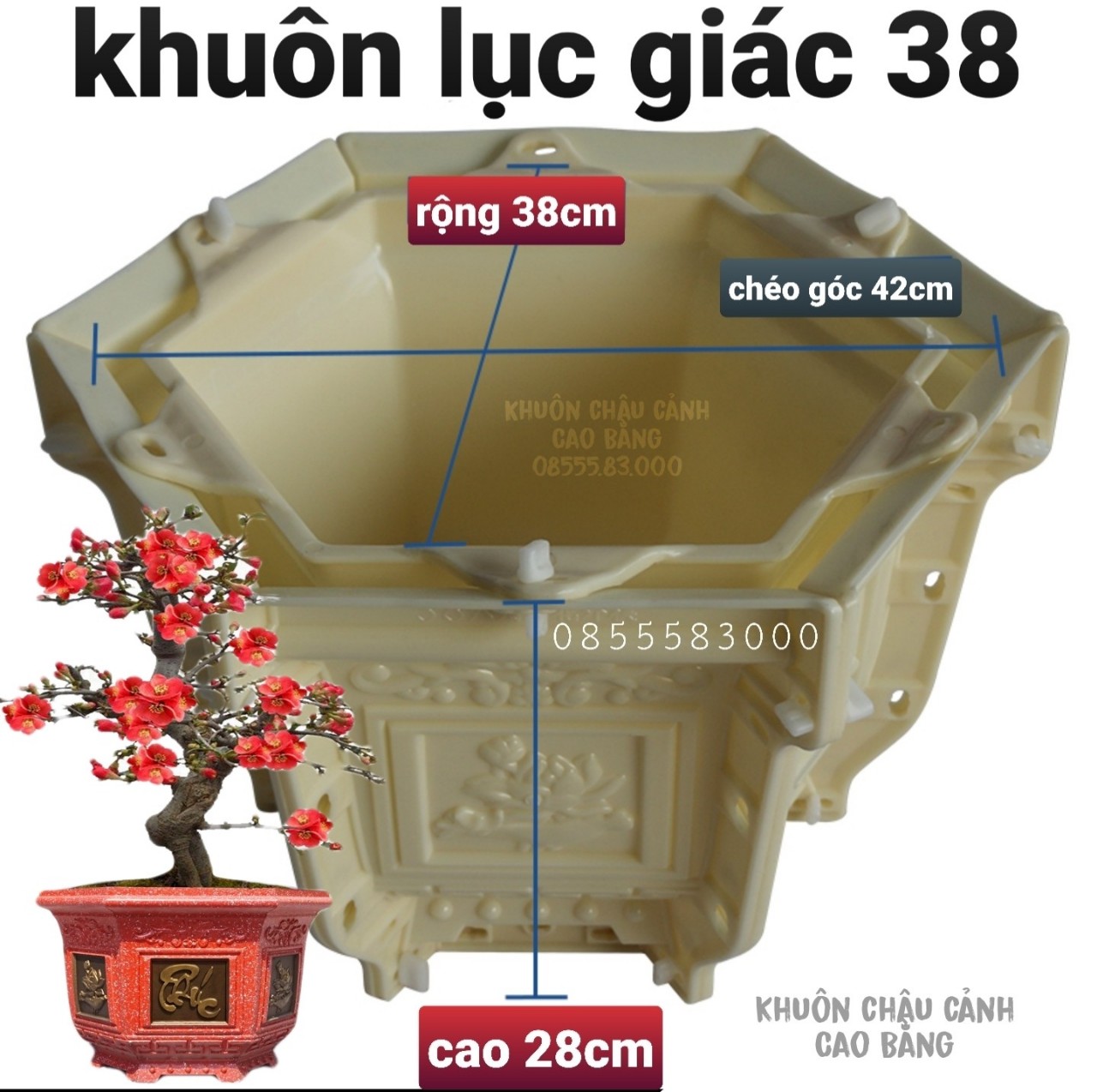 khuôn đúc chậu cảnh lục giác 38 (khuôn chậu ABS siêu bền có lòng trong ) dễ dàng sử dụng cho người mới bắt đầu