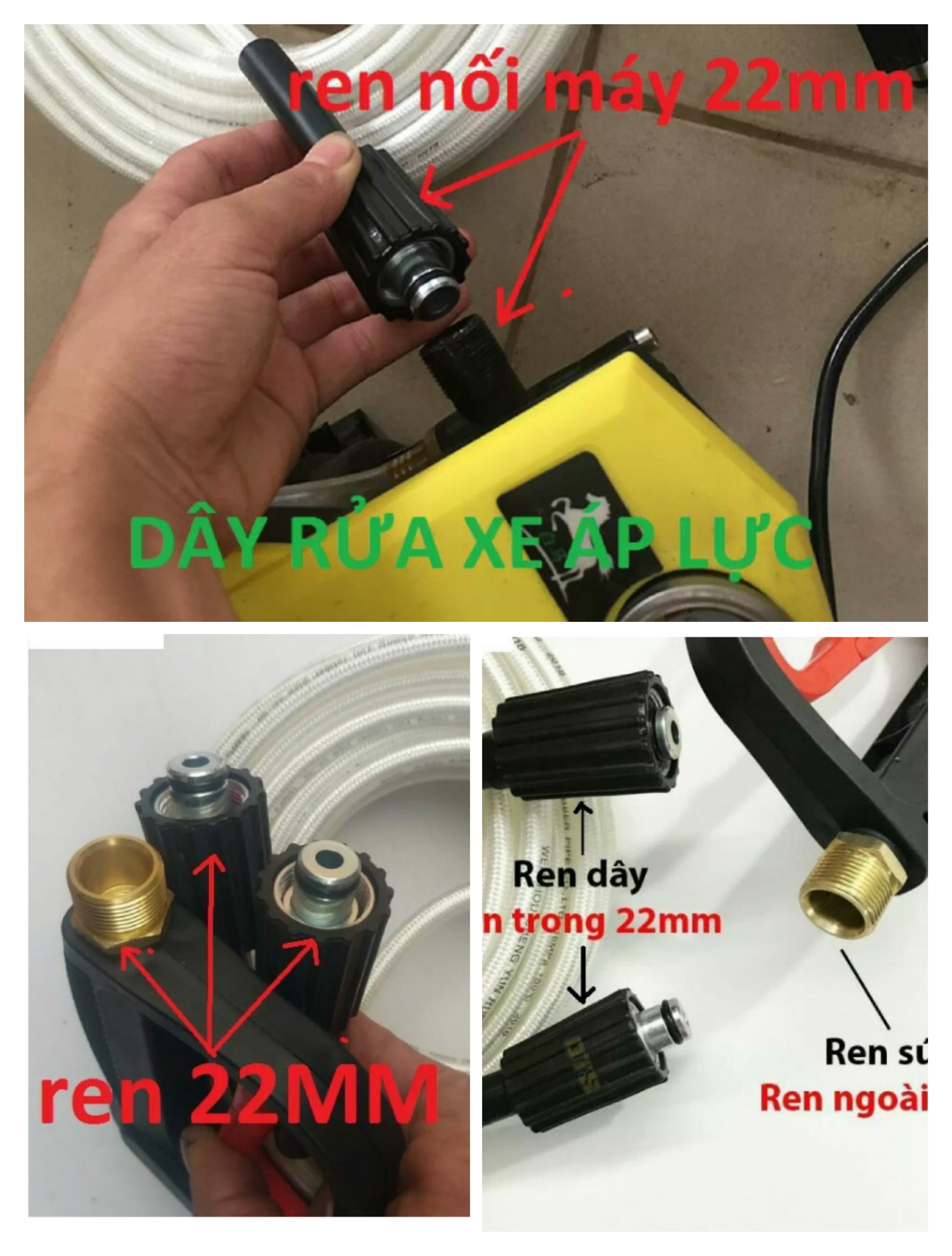 Dây xả nước máy rửa xe 20m + đầu nối
