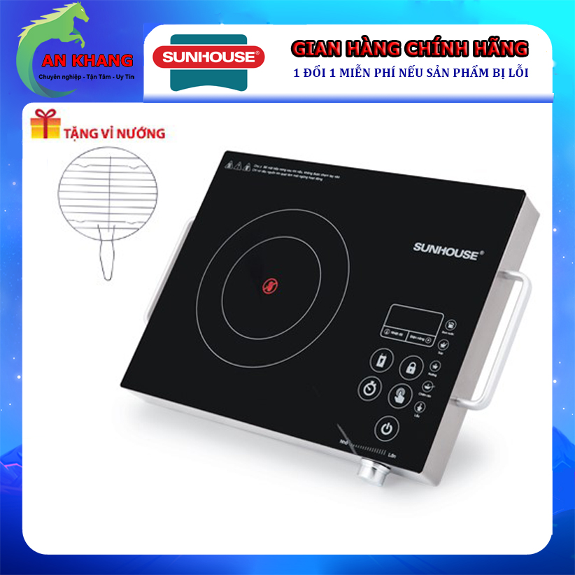 Bếp Hồng Ngoại Cảm Ứng Sunhouse SHD6015 SHD6017 - Tặng Kèm Vỉ Nướng - Không Kén Nồi - Hàng Chính Hãng (Bảo Hành Toàn Quốc 12 Tháng)