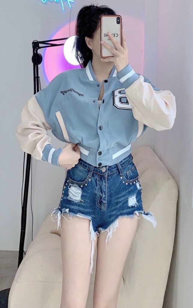 Áo Khoác Bomber Nữ Da Lộn Form Lỡ Chữ B Cúc Bấm Siêu Đẹp [ HÌNH THẬT SẢN PHẨM ]