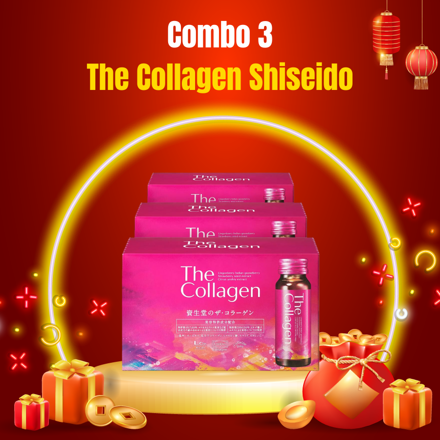 Combo 3 hộp nước uống The Collagen Shiseido (hộp 10 chai x 50ml)