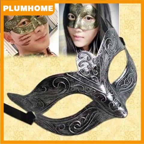 PLUMHOME Mặt nạ bóng tiệc hóa trang Mardi Gras Mardi Gras màu vàng bạc cổ điển halloween cho nam hoài cổ