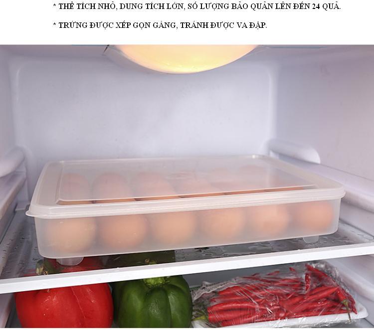 Bộ 2 Khay đựng trứng 24 quả trong tủ lạnh có nắp, được cấu tạo bằng chất liệu nhựa cao cấp dày dặn shopaha247