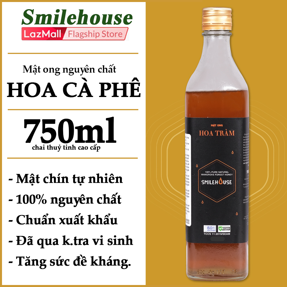 Mật ong nguyên chất hoa cà phê Smilehouse 750ml chai thủy tinh, nguyên chất, an toàn, cam kết đúng chất lượng, tăng sức đề kháng, tăng cường sức khỏe.