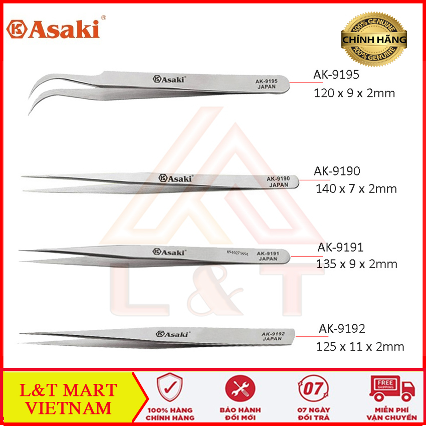 Nhíp gắp linh kiện mũi nhọn Asaki AK-9191