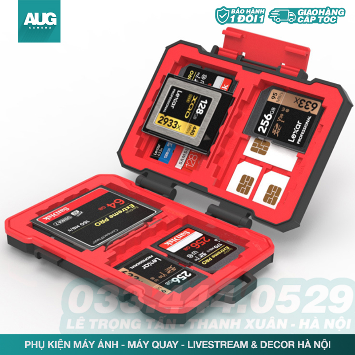 Hộp đựng thẻ nhớ máy ảnh, máy quay lynca 15kh thiết kế chống nước, chống shock cho thẻ nhớ xqd/cf/tf/msd/sd/micro sim/na