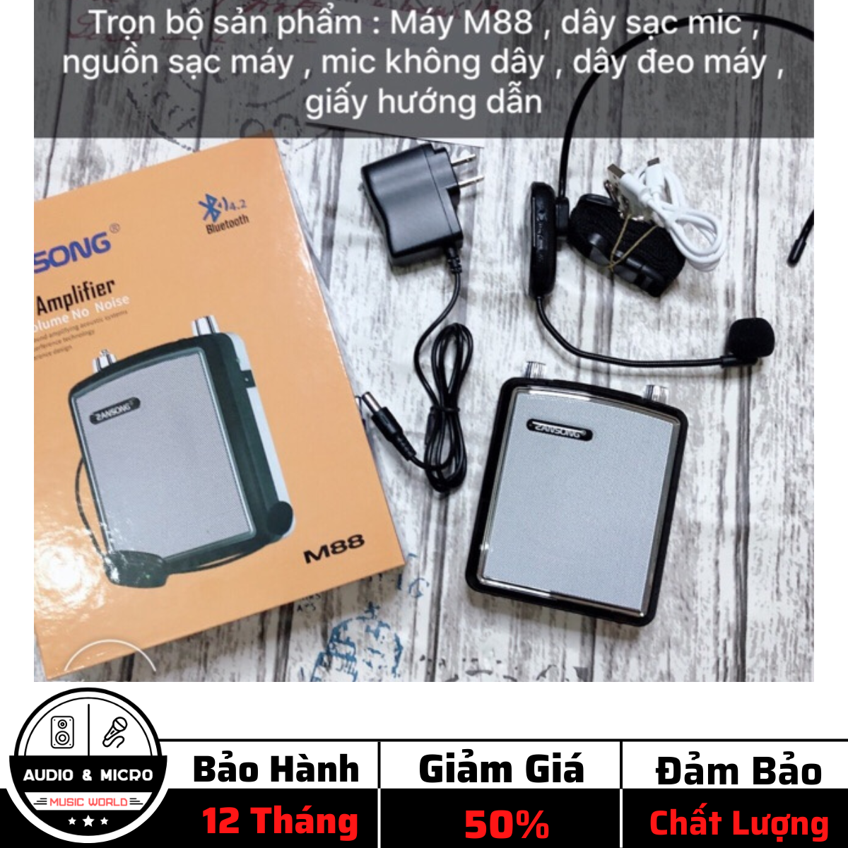 Loa trợ giảng công suất lớn zansong m88 kèm mic không dây đeo tai chống hú tốt, âm thanh chuẩn, máy trợ giảng độ nhạy cao - loa trợ giảng - máy trợ giảng bluetooth không dây zansong m88 cao cấp - hàng chính hãng