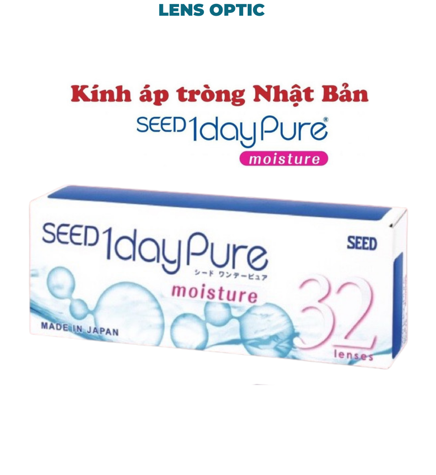 Kính áp tròng SEED 1 ngày không màu, lens cận 1day Pure trong suốt có độ cận-Lens Optic