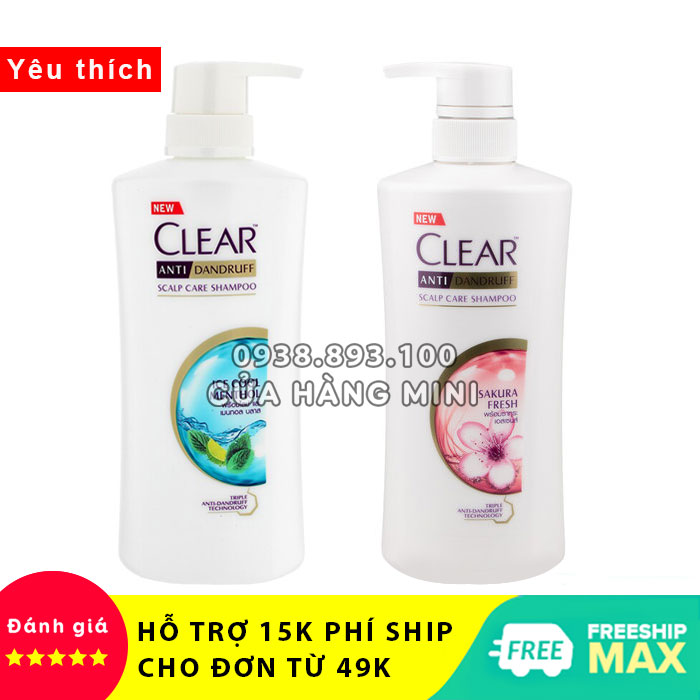 【MẪU MỚI】 Dầu Gội Đầu Sạch Gàu Clear Hương Bạc Hà Thái Lan 400ml