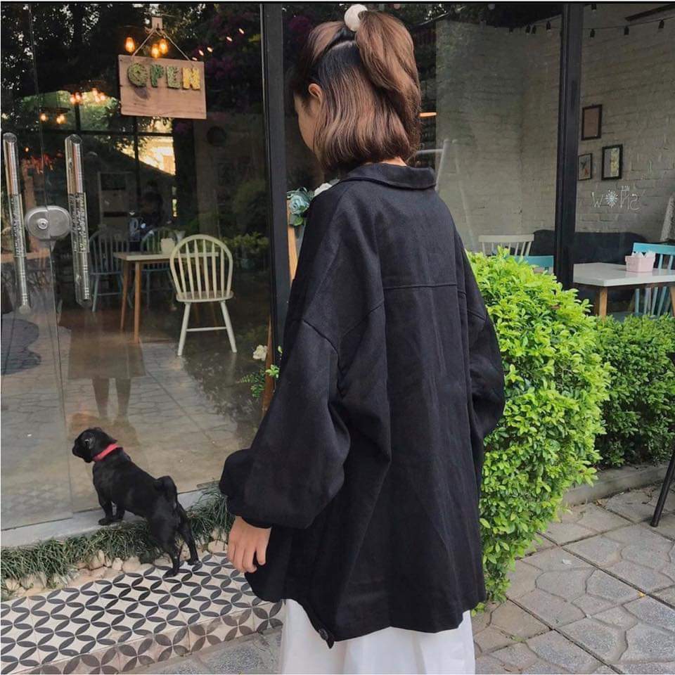 ÁO KHOÁC SƠ MI NAM NỮ TAY BỒNG 2 TÚI , ÁO KHOÁC ULZZANG HÀN QUỐC, ÁO KHOÁC SƠ MI UNISEX