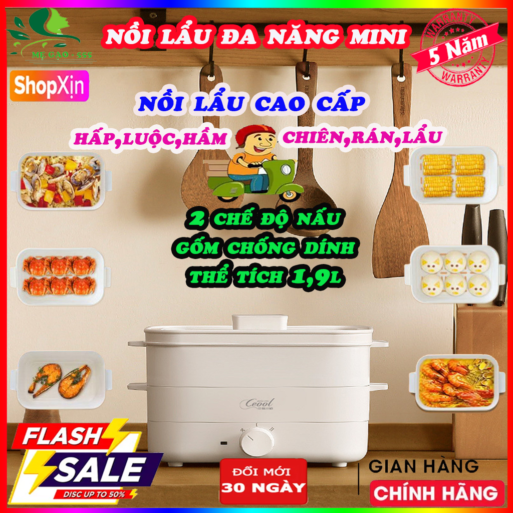 [KÈM XỬNG HẤP CAO CẤP] Nồi điện đa năng 2 tầng tiện lợi, Nồi điện mini đa năng cao cấp lòng chảo chống dính, Nồi cơm điện thông minh, Nồi lẩu điện, Ca nấu mì, luộc trứng, chiên, rán, xào, nấu thức ăn, nấu cháo cho bé