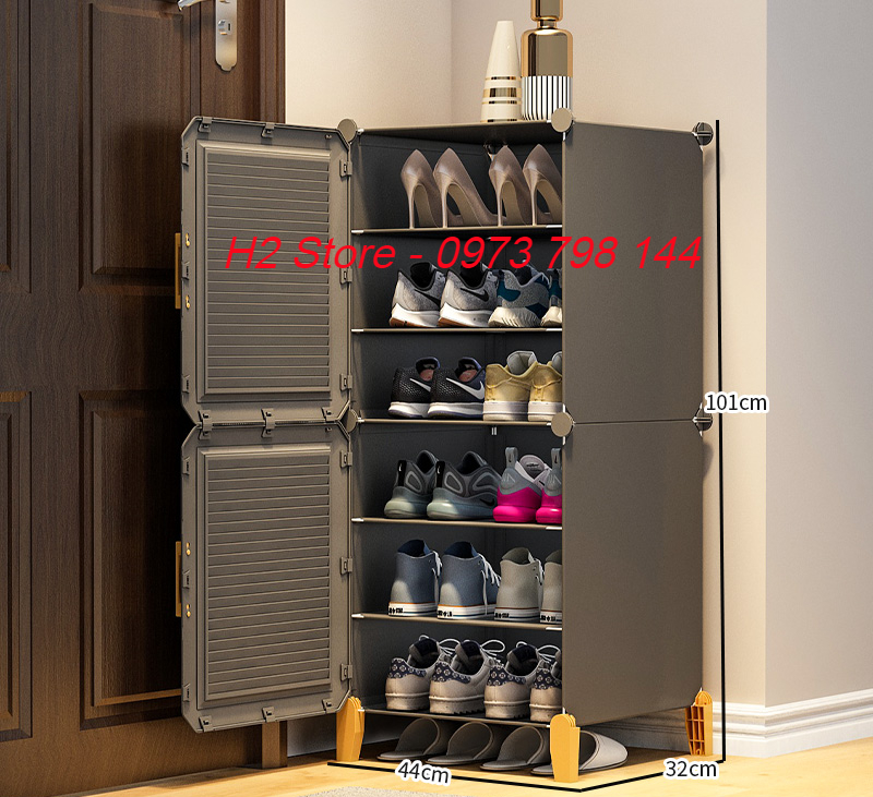 Tủ Giày Bằng Nhựa Chia Ô Lắp Ghép Đơn Giản - Tủ Nhựa Để Giày Thông Minh Chia 6 Ô Để 12 Đôi Giày Tiện Dụng