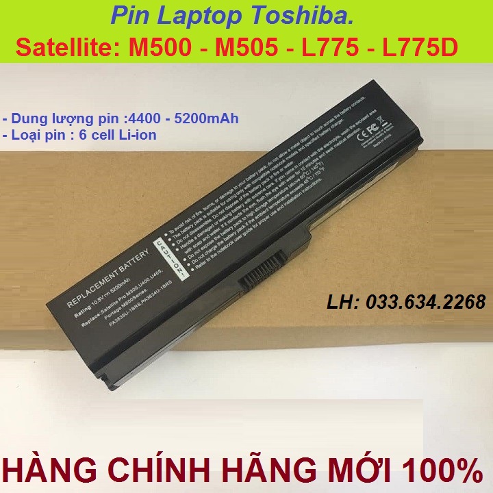 Pin Laptop Toshiba. Satellite M500 M505 L775 L775D - Pin Laptop M500