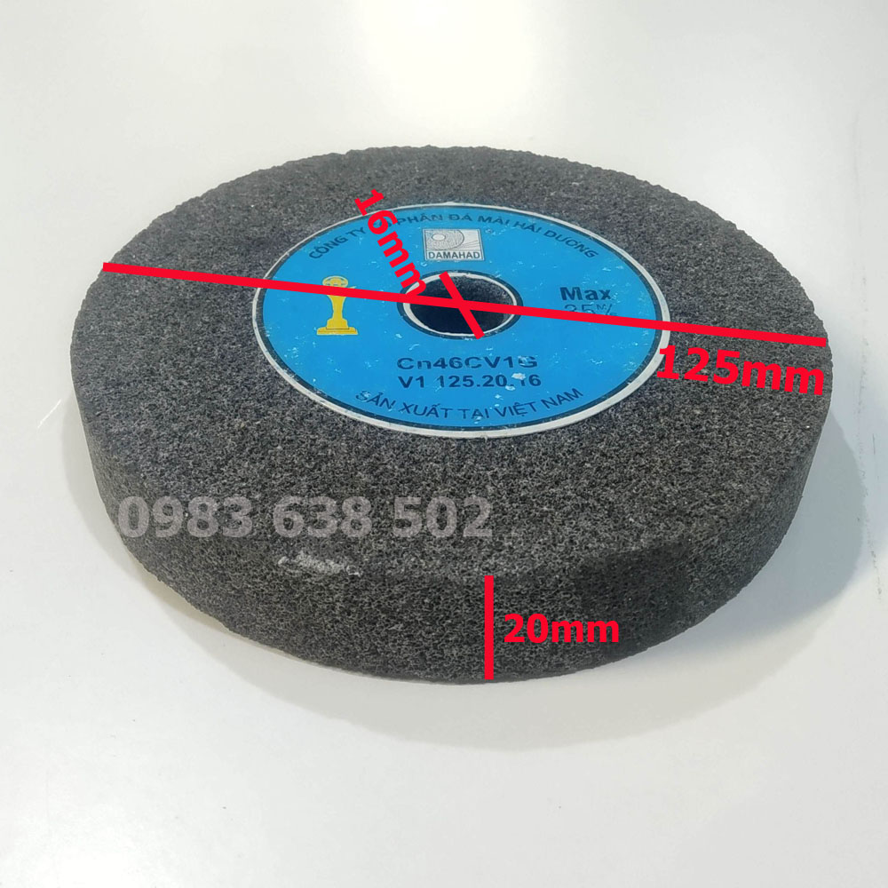 Đá mài 125 loại xám hải dương lõi 16mm dùng cho máy mài nhỏ