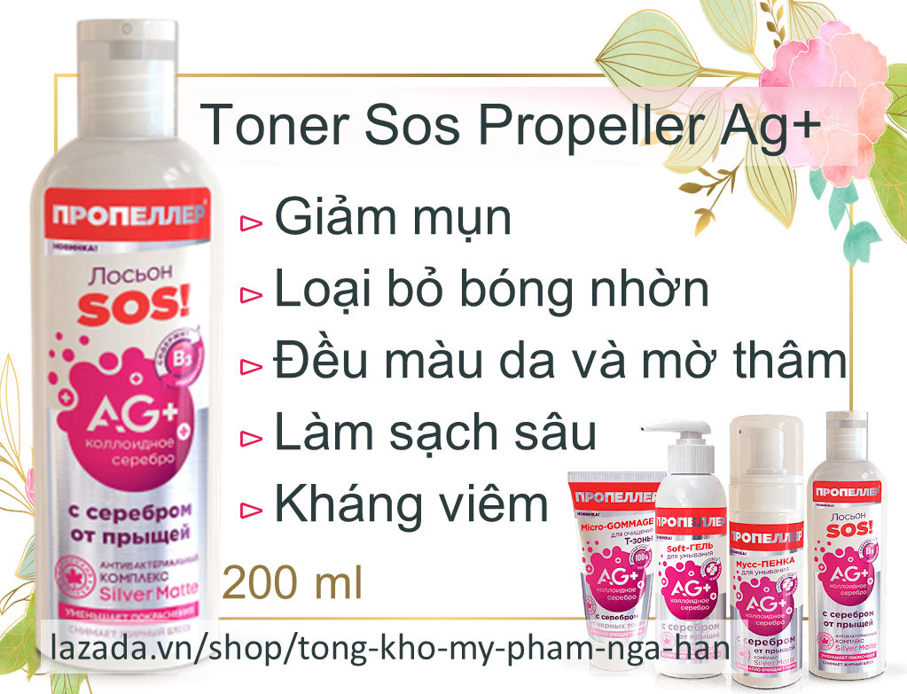 [HCM]Toner SOS Ag+ Propeller Loại Bỏ Mụn Trứng Cá Giảm Thâm Và Se Khít Lỗ Chân Lông