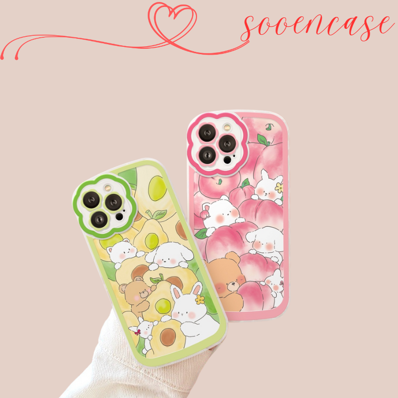 Ốp lưng iPhone Fruit Rabbit viền hoa 11promax sooen case