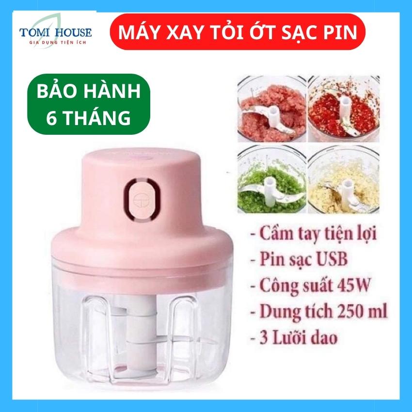 Máy xay tỏi ớt đa năng cầm tay sạc điện 250ml - máy xay cầm tay mini có cổng sạc usb - máy xay đa năng