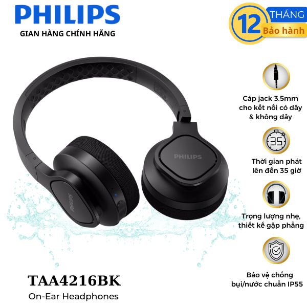 Tai nghe Philips chính hãng TAA4216BK 00 - Màu đen