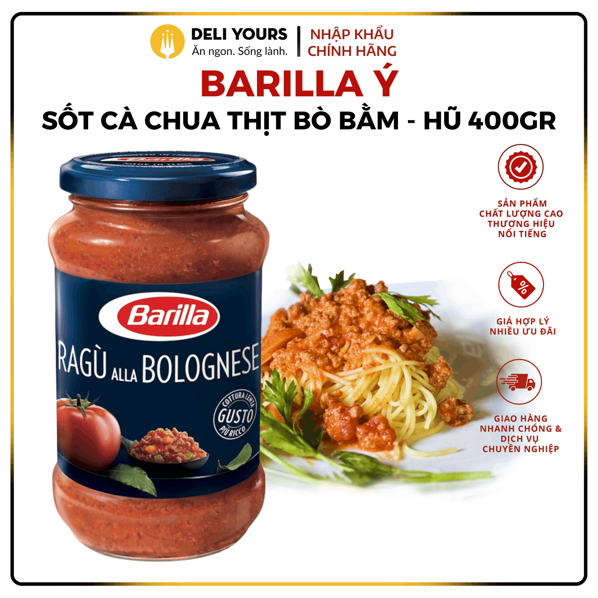Sốt thịt bò bằm 400 gr barilla nhập khẩu chính hãng tuyệt vời để ăn với mì ý | deli yours