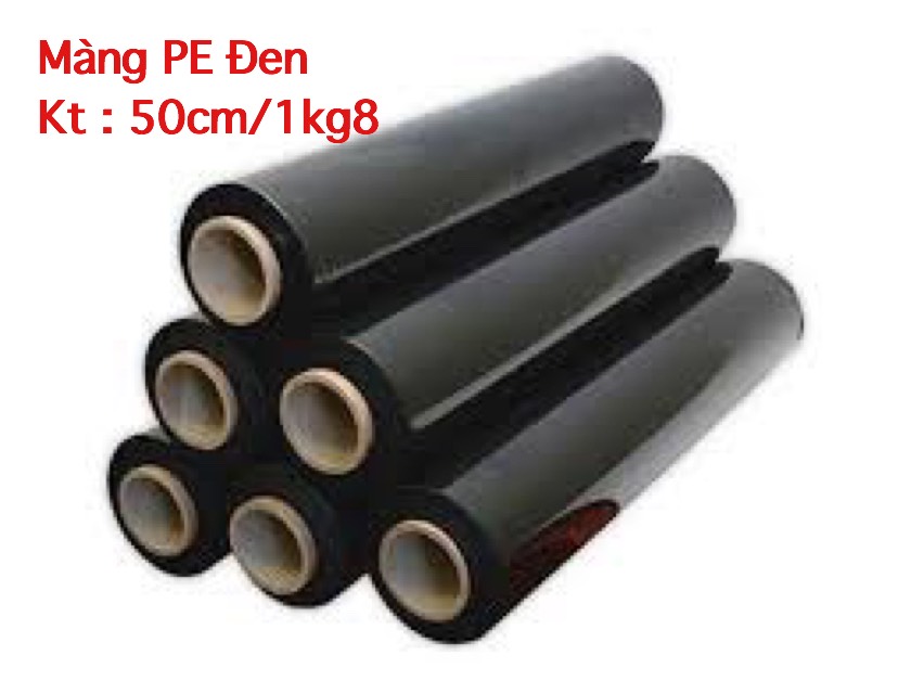 Màng bọc PE dài 50cm nặng 1kg8 màu đen Màng bọc PE quấn thùng màng pe đen chất lượng Cuộn Màng PE Đen Khổ 50cm - Màng bọc hàng - Màng Nilon
