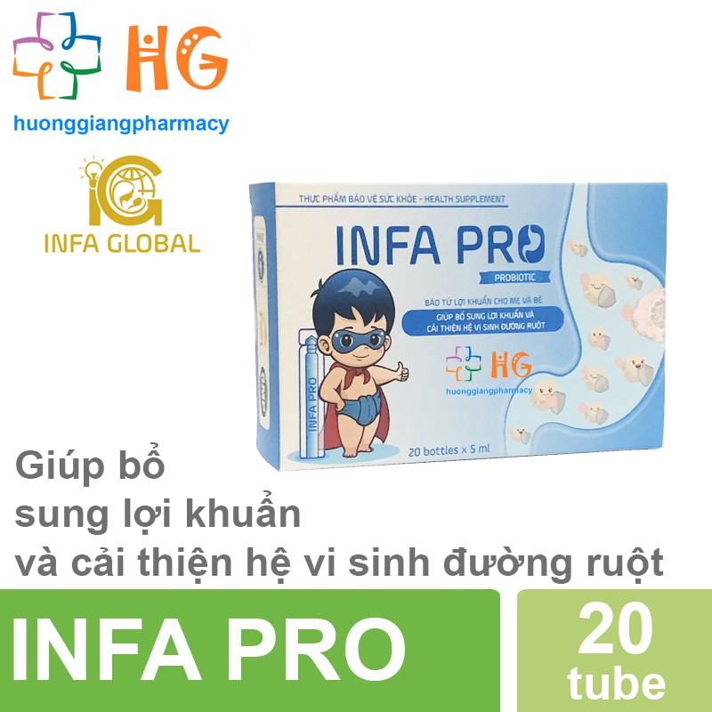 Bào tử lợi khuẩn INFA PRO cho trẻ biếng ăn, táo bón, chậm lớn ( Hộp 20 ống)