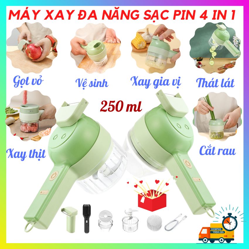 [HOT 2022 - Xả kho 3 ngày] Máy xay tỏi ớt mini đa năng loại tốt 250ml, xay thịt,say sinh tố,xay đồ ăn dặm cho bé giá rẻ hơn máy xay Osaka Nhật Bản