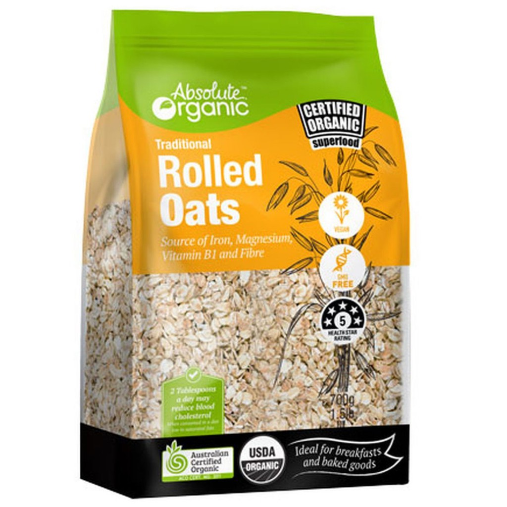 Yến mạch tươi hữu cơ Absolute Organic Rolled Oat - Nhập khẩu Australia