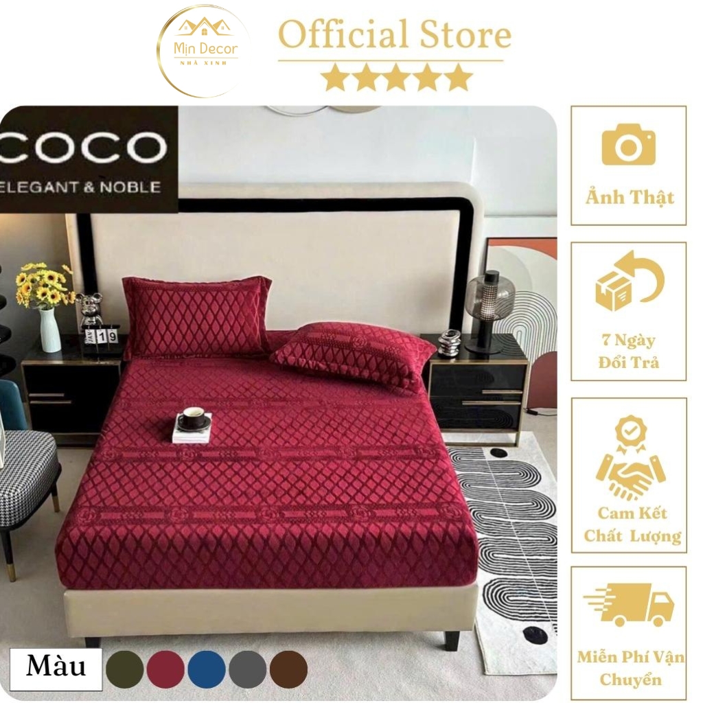 Bộ Ga Gối Nỉ Nhung Sữa Màu Trơn Siêu Mềm Mịn Tặng Kèm 2 Vỏ Gối, Ga Giường Bọc Đệm Bo Chun Cao Cấp Đủ Kích Thước