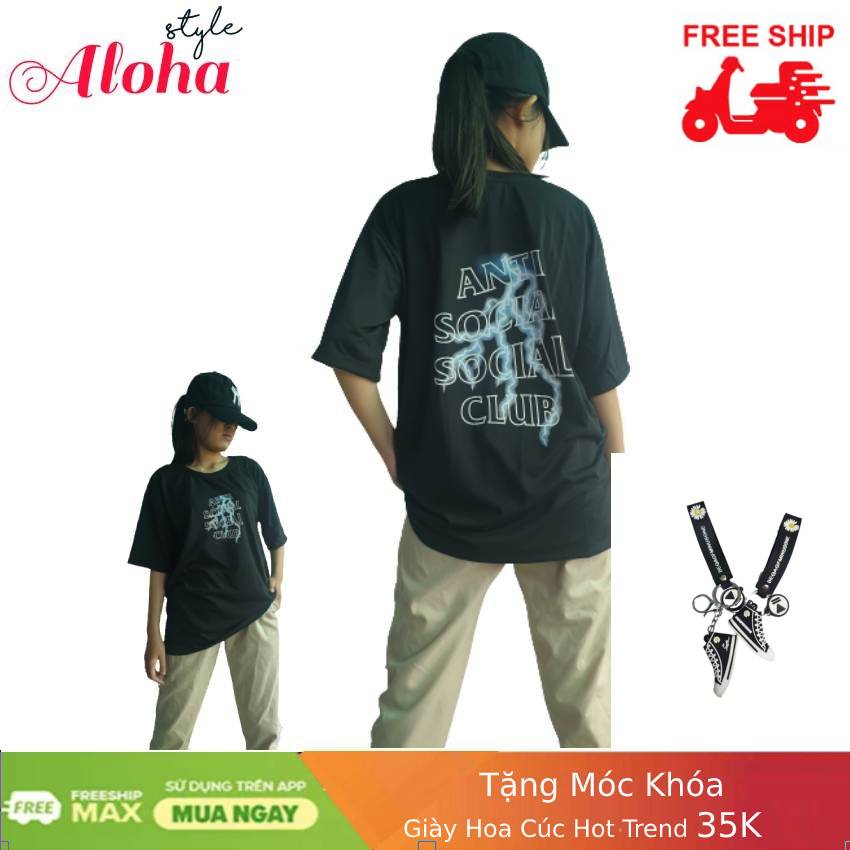 [TẶNG MÓC KHÓA GIÀY HOA CÚC 35K] ÁO THUN UNISEX NAM NỮ TAY LỠ phom rộng - Hot Trend 2020-SẤM SÉT- Free size 40-70kg - ALOHA STYLE - Chất liệu vải cotton thấm hút tốt, thoải mái vận động