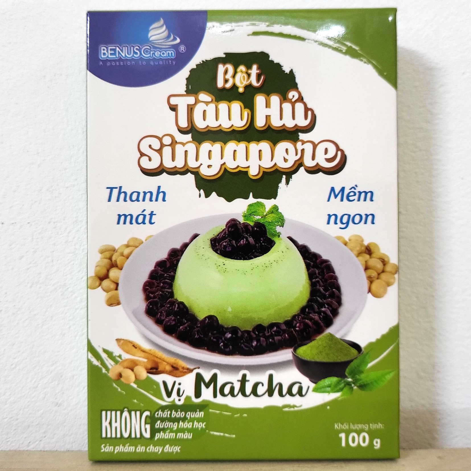 BENUSCREAM Hộp T HỦ X LÁ 100g BỘT TÀU HỦ SINGAPORE VỊ MATCHA Tofu Pudding