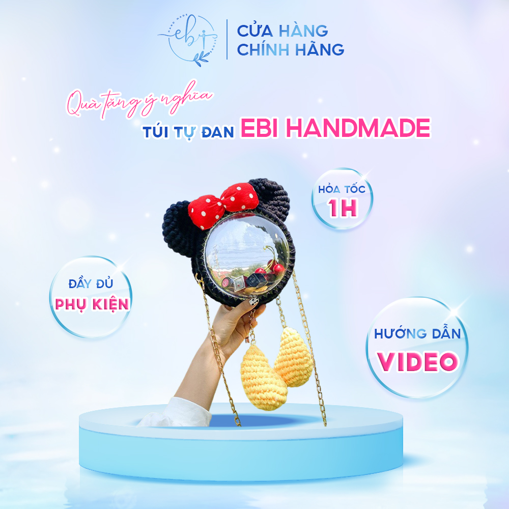 [Có Video Hướng Dẫn] Túi Đeo Chéo Handmade, Set Nguyên Liệu Tự Đan Túi Mica Len Hình Mickey Nhiều Mẫu Độc Lạ - EB51